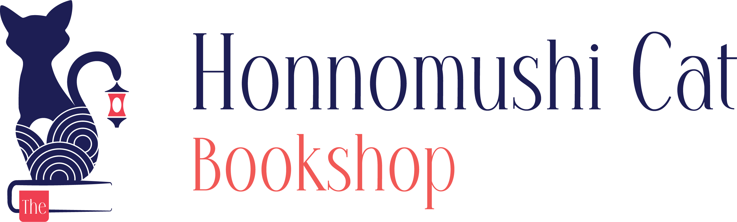 Honnomushi Cat Bookshop — horizontal lockup